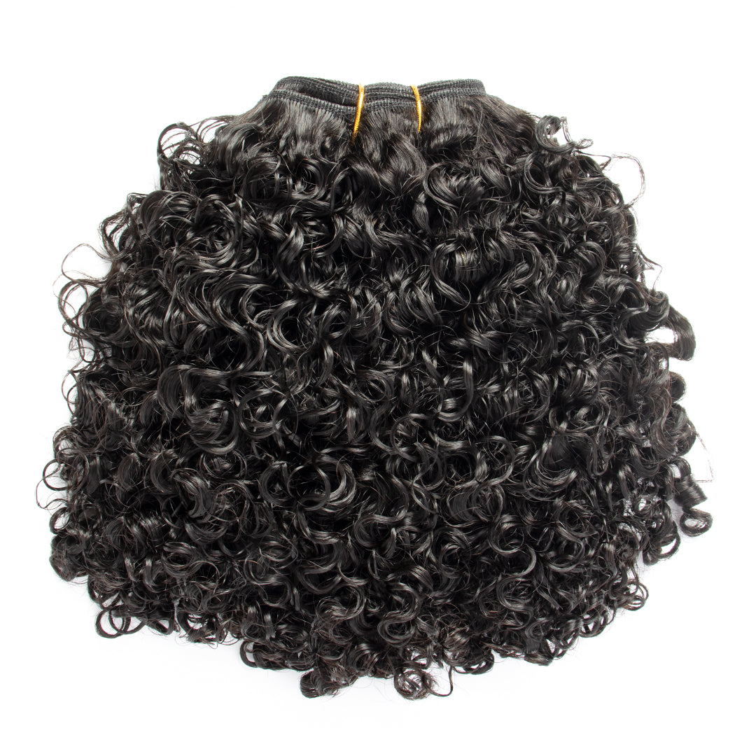 Natural Black Water Kinky Curly Bundle Wefted Hair Extensions