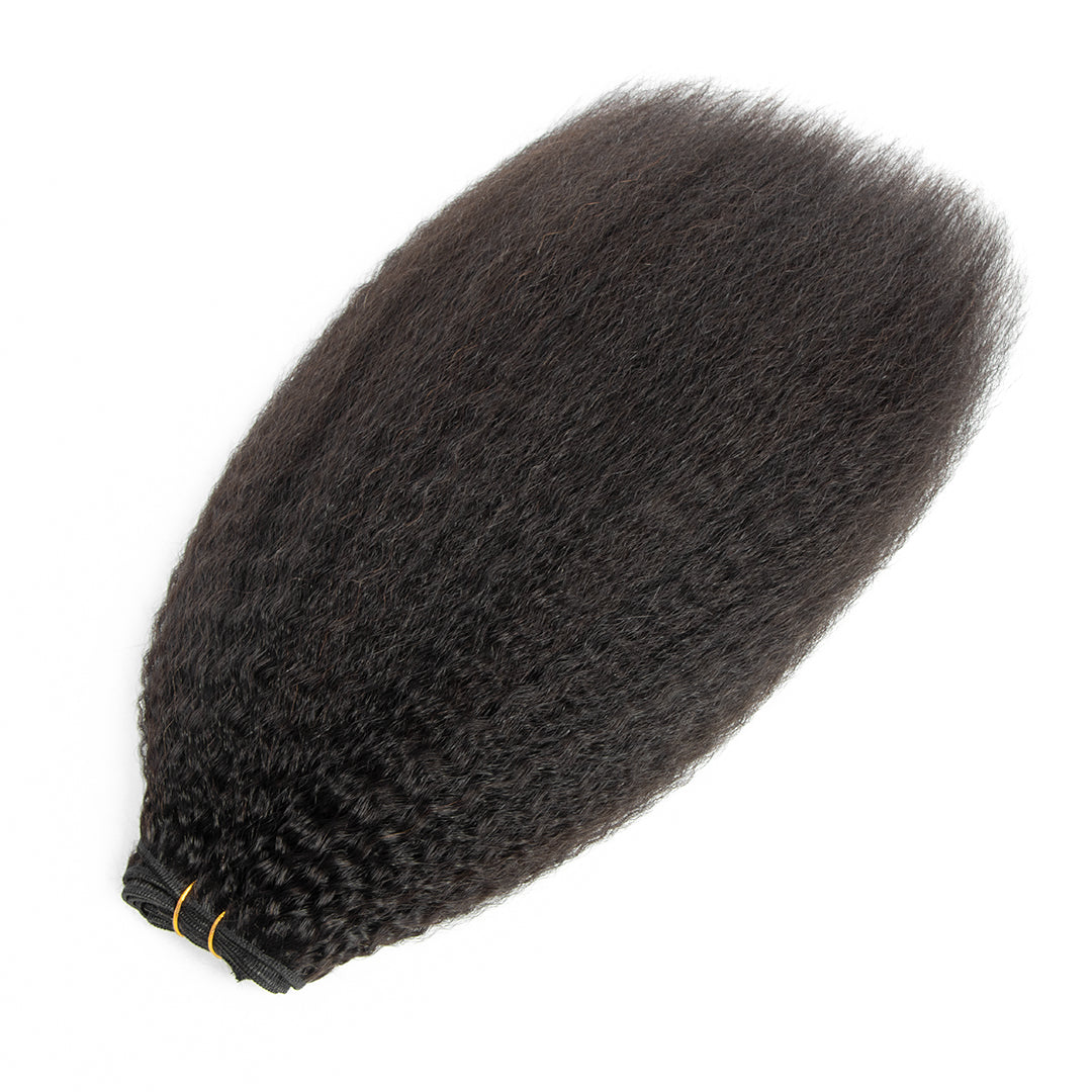 CURLSCROWN Kinky Straight Human Hair Bundle Weft Hair Extensions