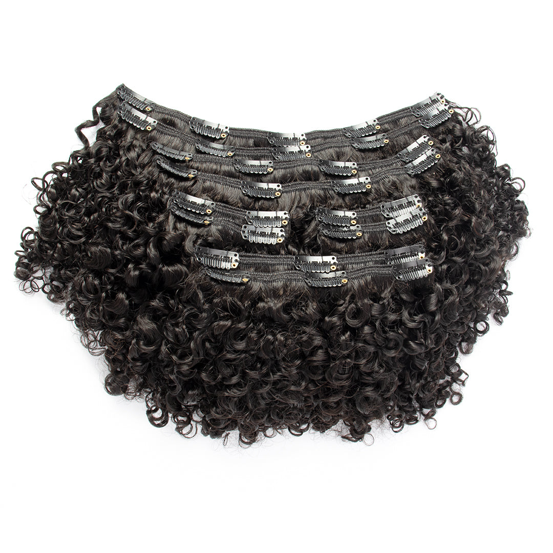CURLSCROWN Water Kinky Curly Clip In Hair Extension Sets