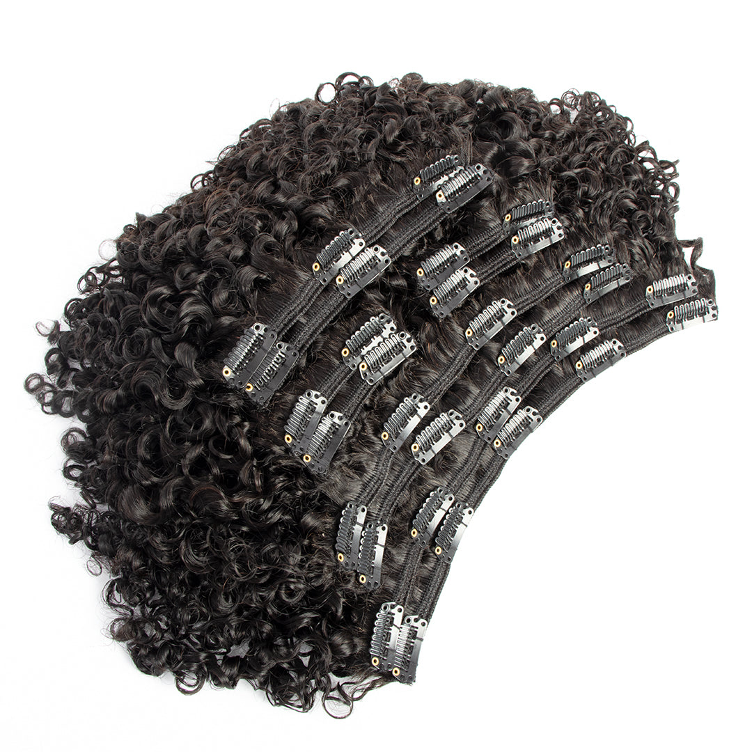 CURLSCROWN Water Kinky Curly Clip In Hair Extension Sets