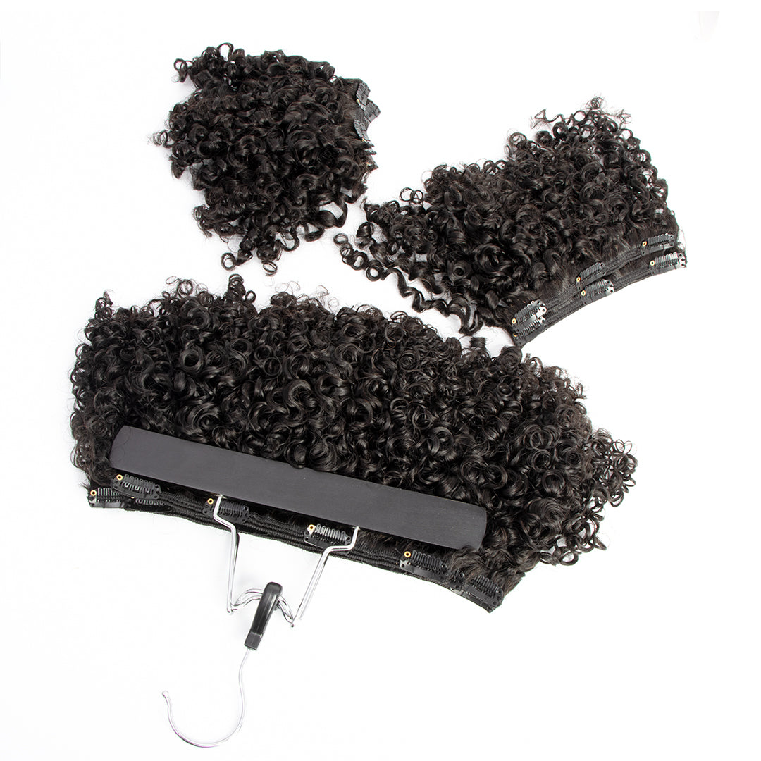 CURLSCROWN Water Kinky Curly Clip In Hair Extension Sets