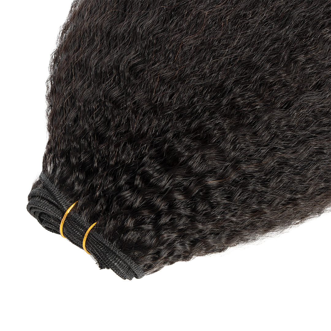 CURLSCROWN Kinky Straight Human Hair Bundle Weft Hair Extensions