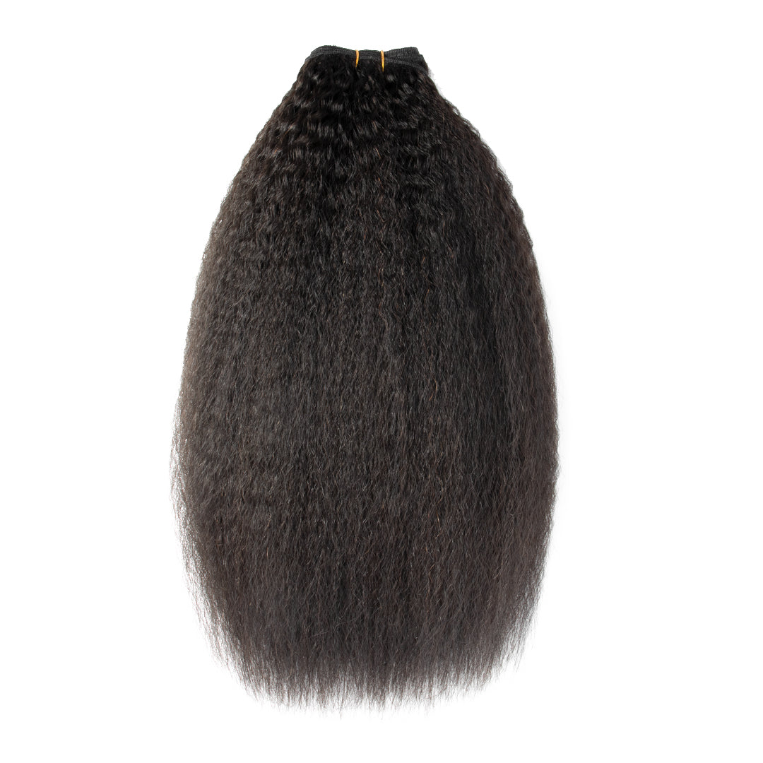 CURLSCROWN Kinky Straight Human Hair Bundle Weft Hair Extensions