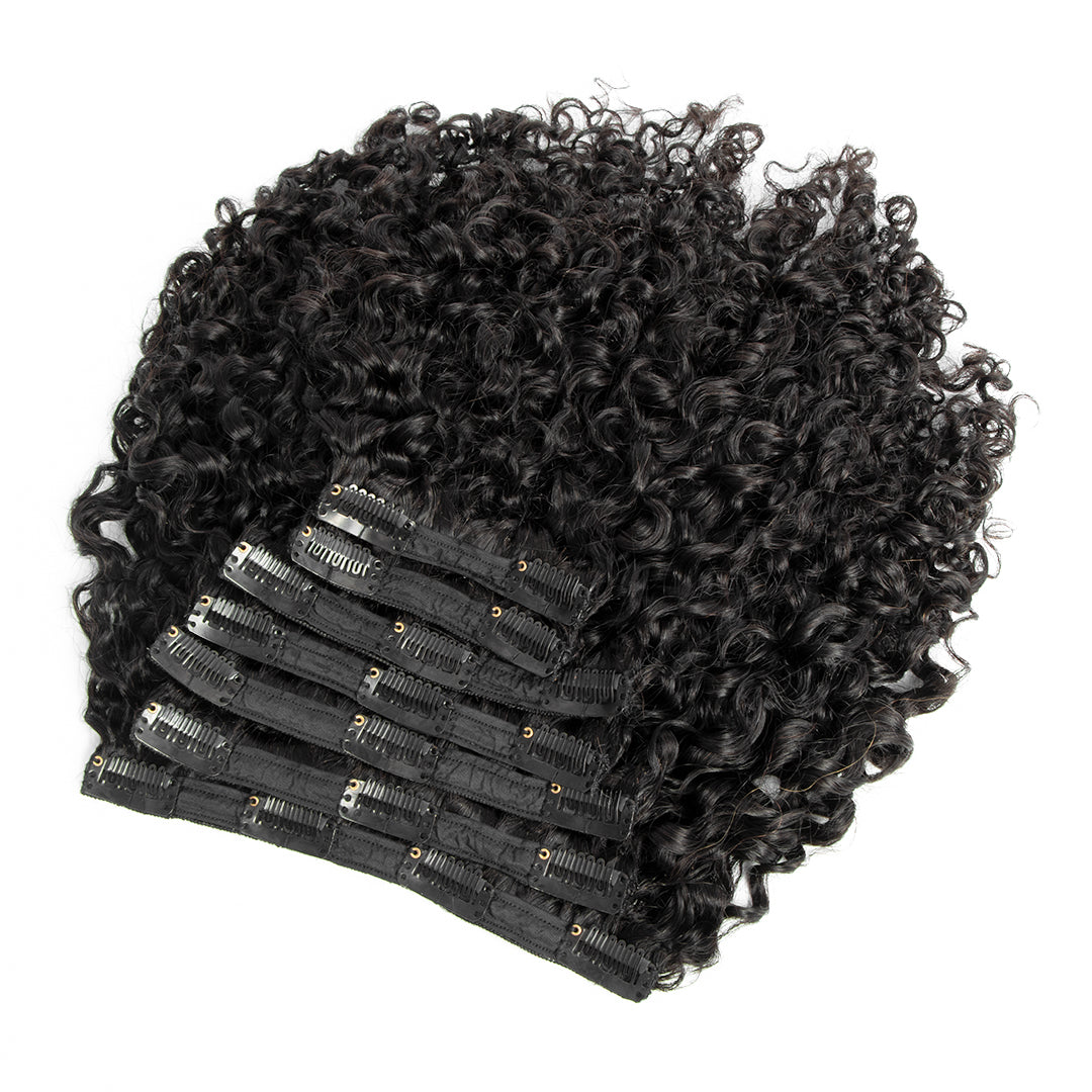 CURLSCROWN Deep Water Curly Band Clip In Hair Extensions