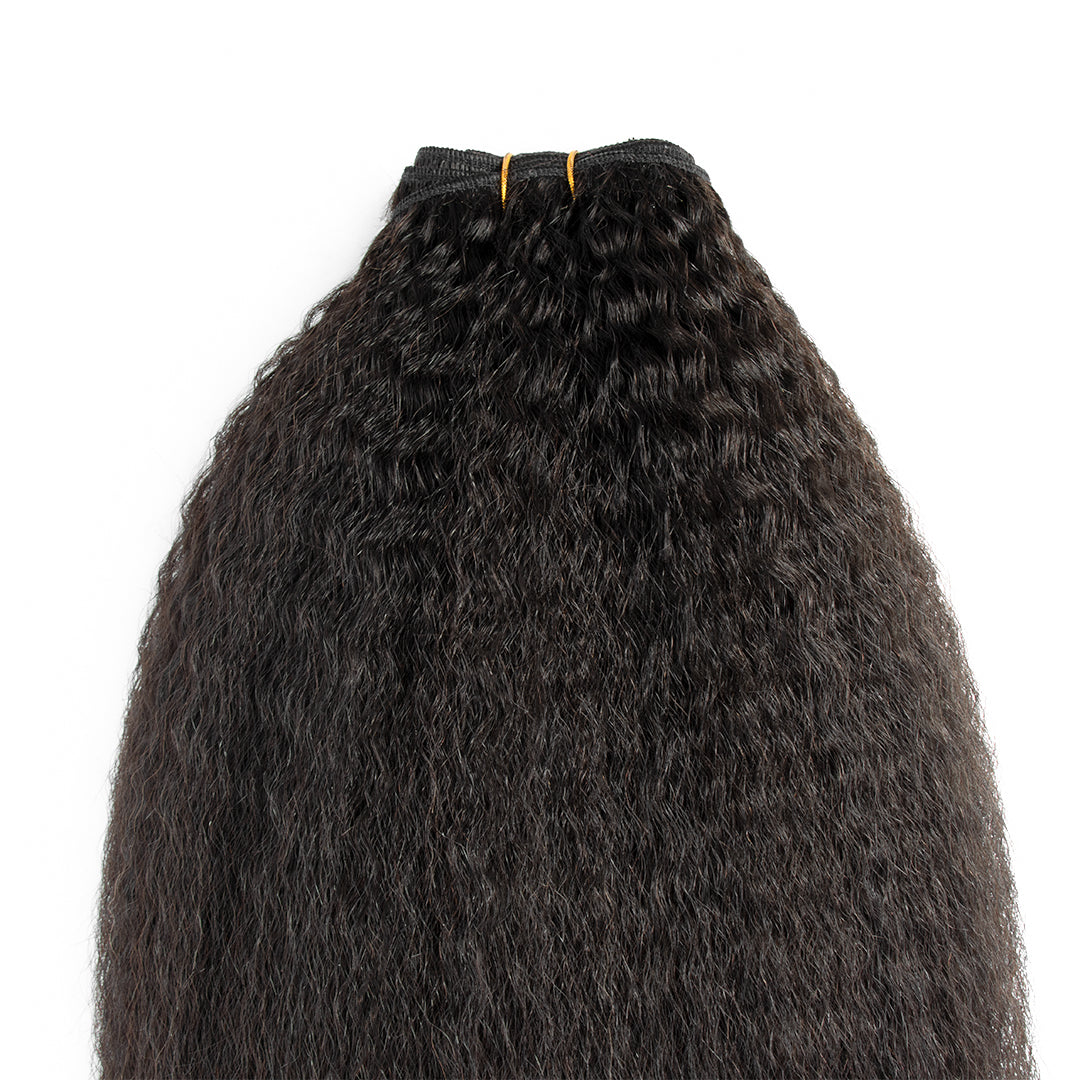 CURLSCROWN Kinky Straight Human Hair Bundle Weft Hair Extensions