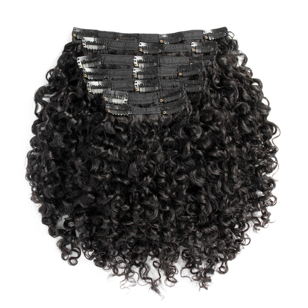 CURLSCROWN Deep Water Curly Band Clip In Hair Extensions