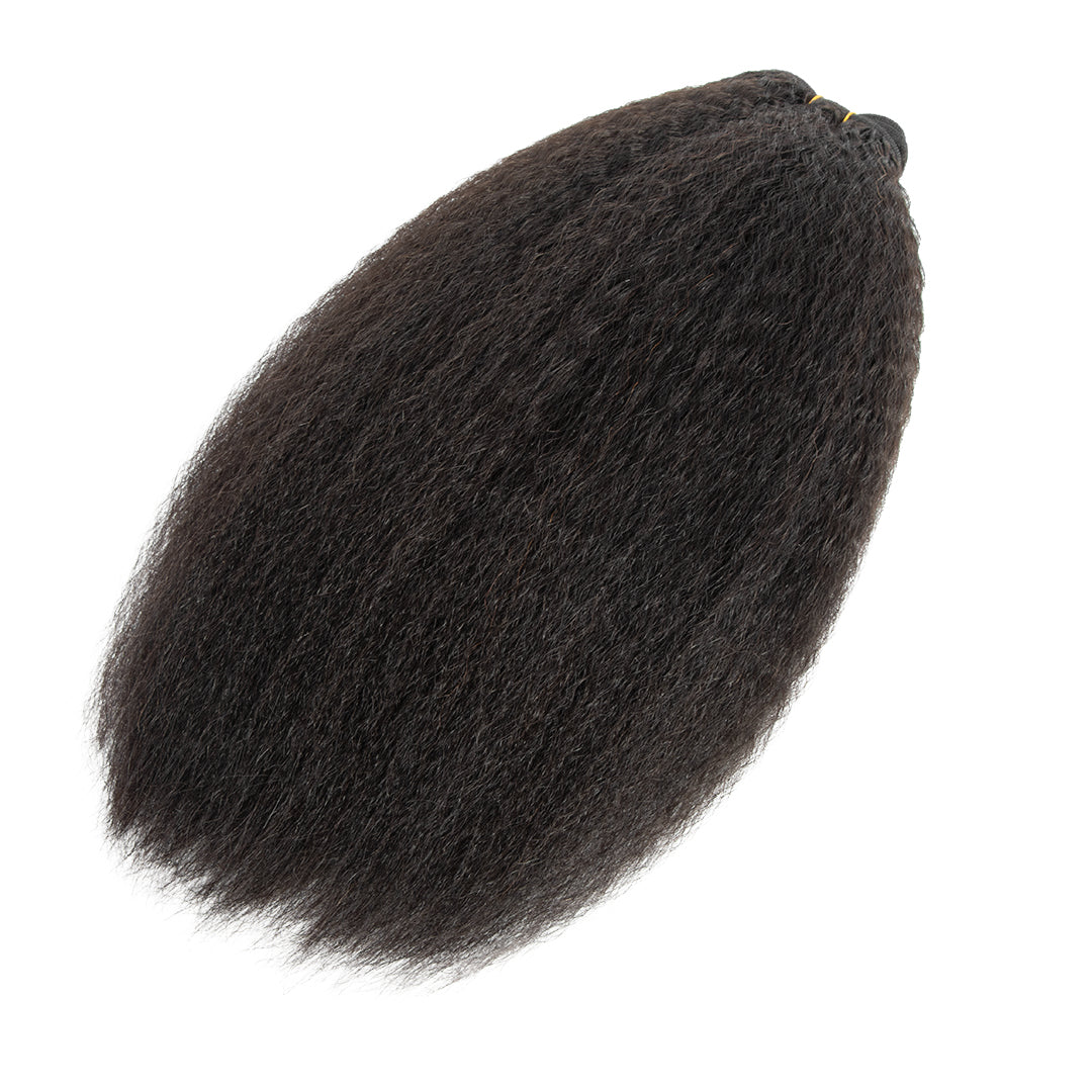 CURLSCROWN Kinky Straight Human Hair Bundle Weft Hair Extensions