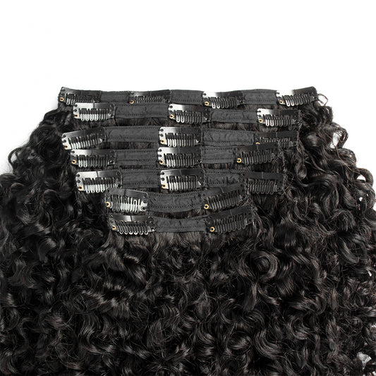 CURLSCROWN Deep Water Curly Band Clip In Hair Extensions
