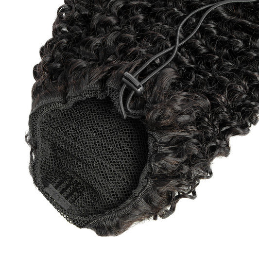 Deep Water Curly Drawstring Pouytail