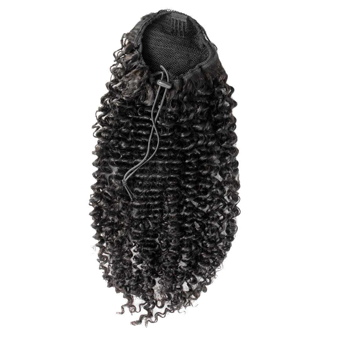Deep Water Curly Drawstring Pouytail