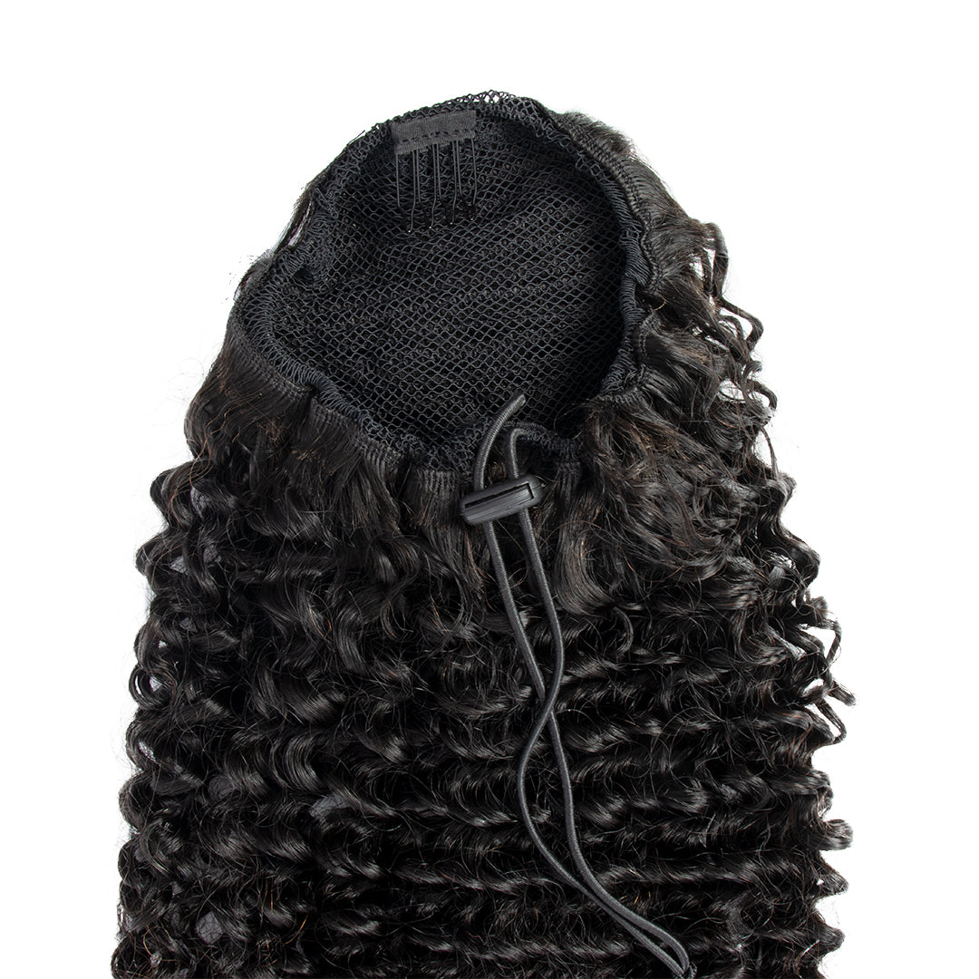 Deep Water Curly Drawstring Pouytail