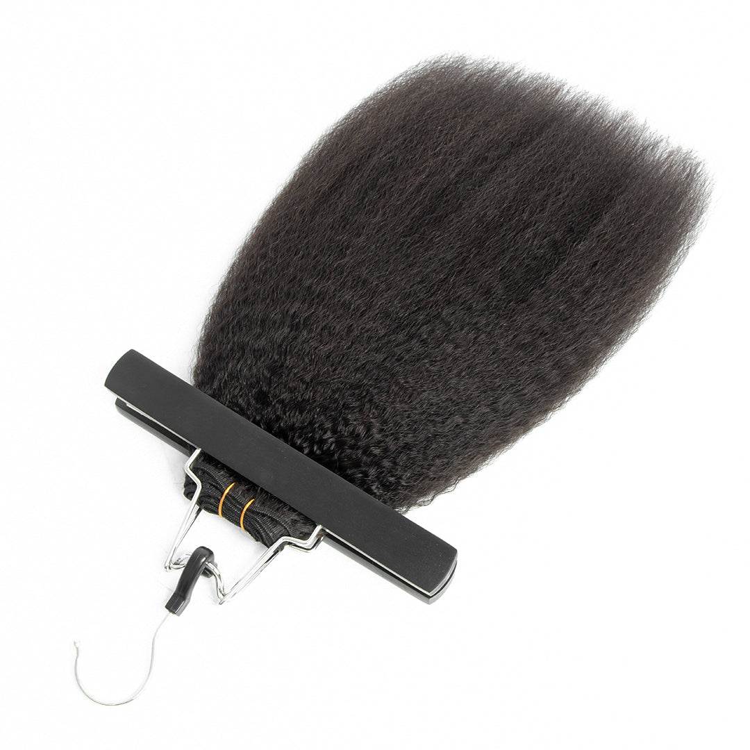 CURLSCROWN Kinky Straight Human Hair Bundle Weft Hair Extensions