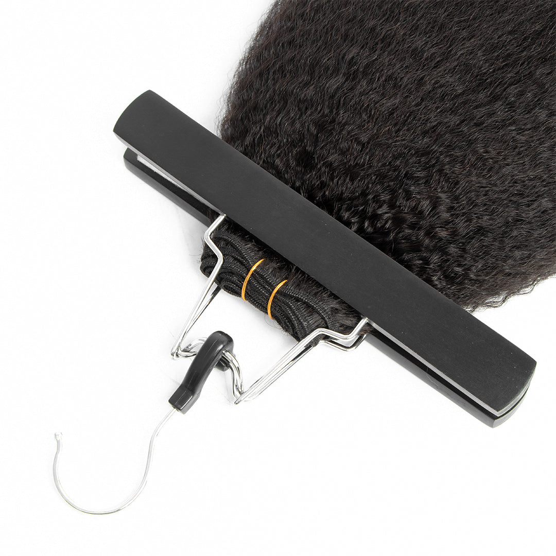 CURLSCROWN Kinky Straight Human Hair Bundle Weft Hair Extensions