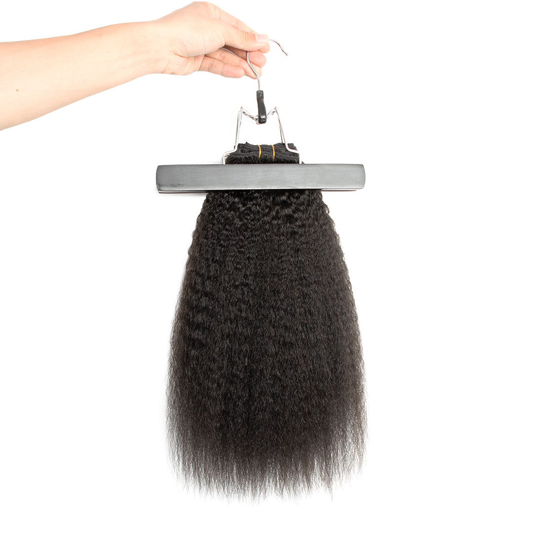 CURLSCROWN Kinky Straight Human Hair Bundle Weft Hair Extensions
