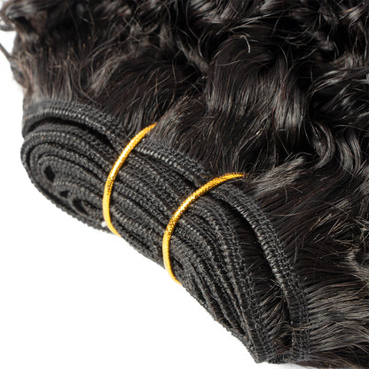 Natural Black Water Kinky Curly Bundle Wefted Hair Extensions