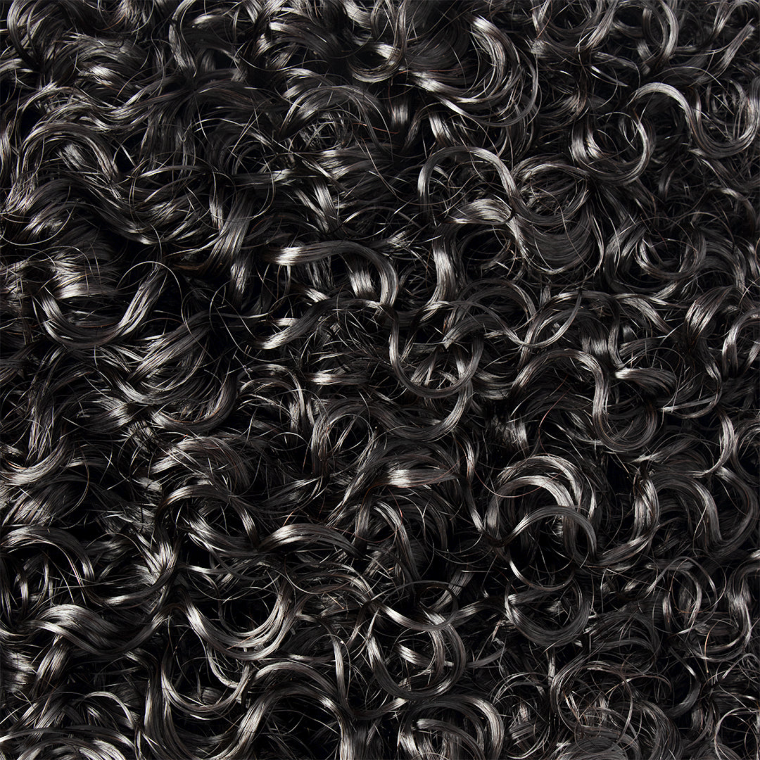 Natural Black Water Kinky Curly Bundle Wefted Hair Extensions