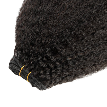 CURLSCROWN Kinky Straight Human Hair Bundle Weft Hair Extensions
