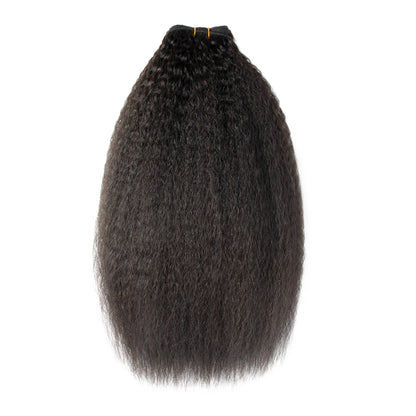 CURLSCROWN Kinky Straight Human Hair Bundle Weft Hair Extensions