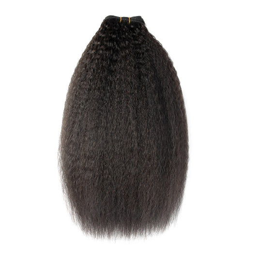 CURLSCROWN Kinky Straight Human Hair Bundle Weft Hair Extensions