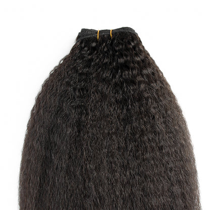CURLSCROWN Kinky Straight Human Hair Bundle Weft Hair Extensions