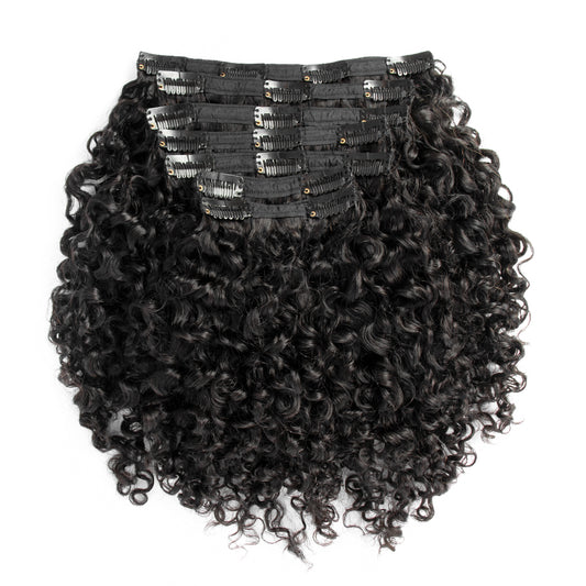 CURLSCROWN Deep Water Curly Band Clip In Hair Extensions