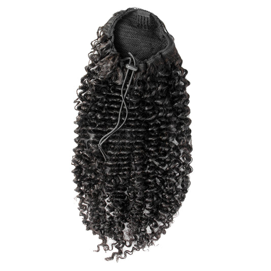 Deep Water Curly Drawstring Pouytail