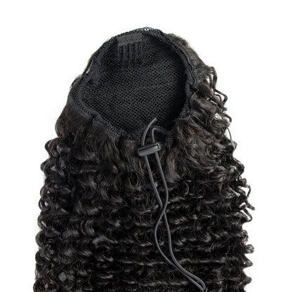 Deep Water Curly Drawstring Pouytail