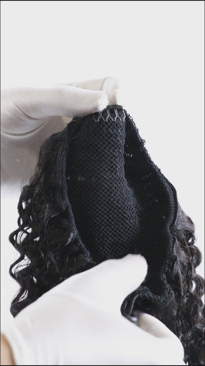 Deep Water Curly Drawstring Pouytail
